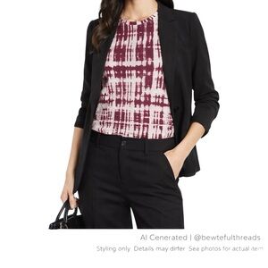 Vince Burgundy Abstract Print Tee Minimalist Workwear Office Layer Top S